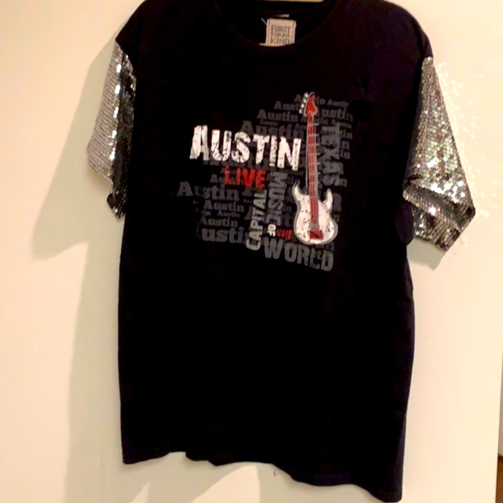 Furst Of A Kind Austin Sequin Sleeve Graphic Tee